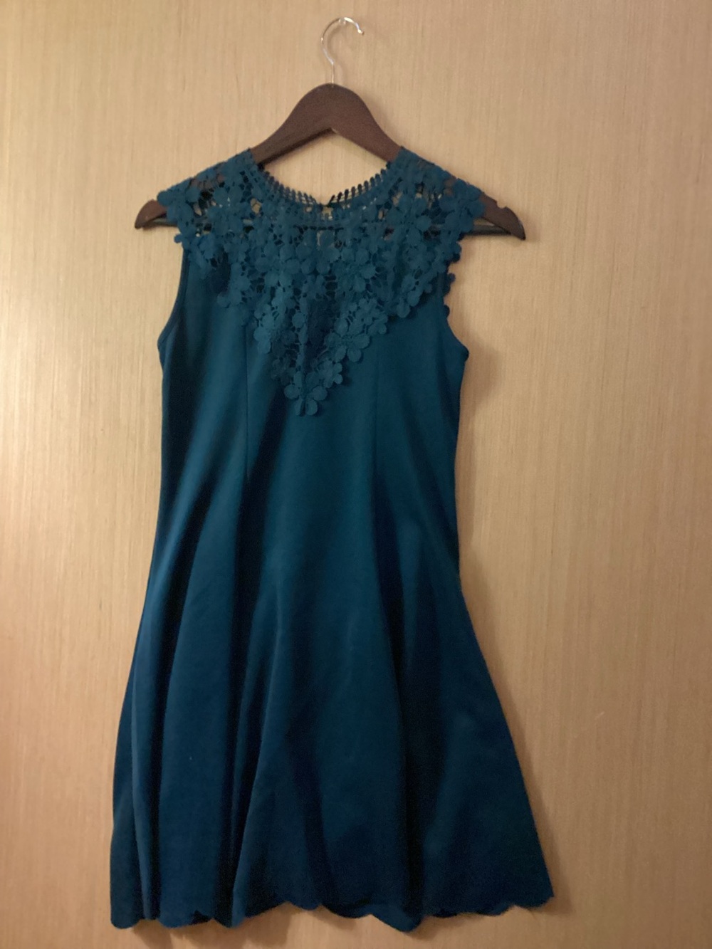 Zunie Teal Lace Yoke Sleeveless A-Line Dress